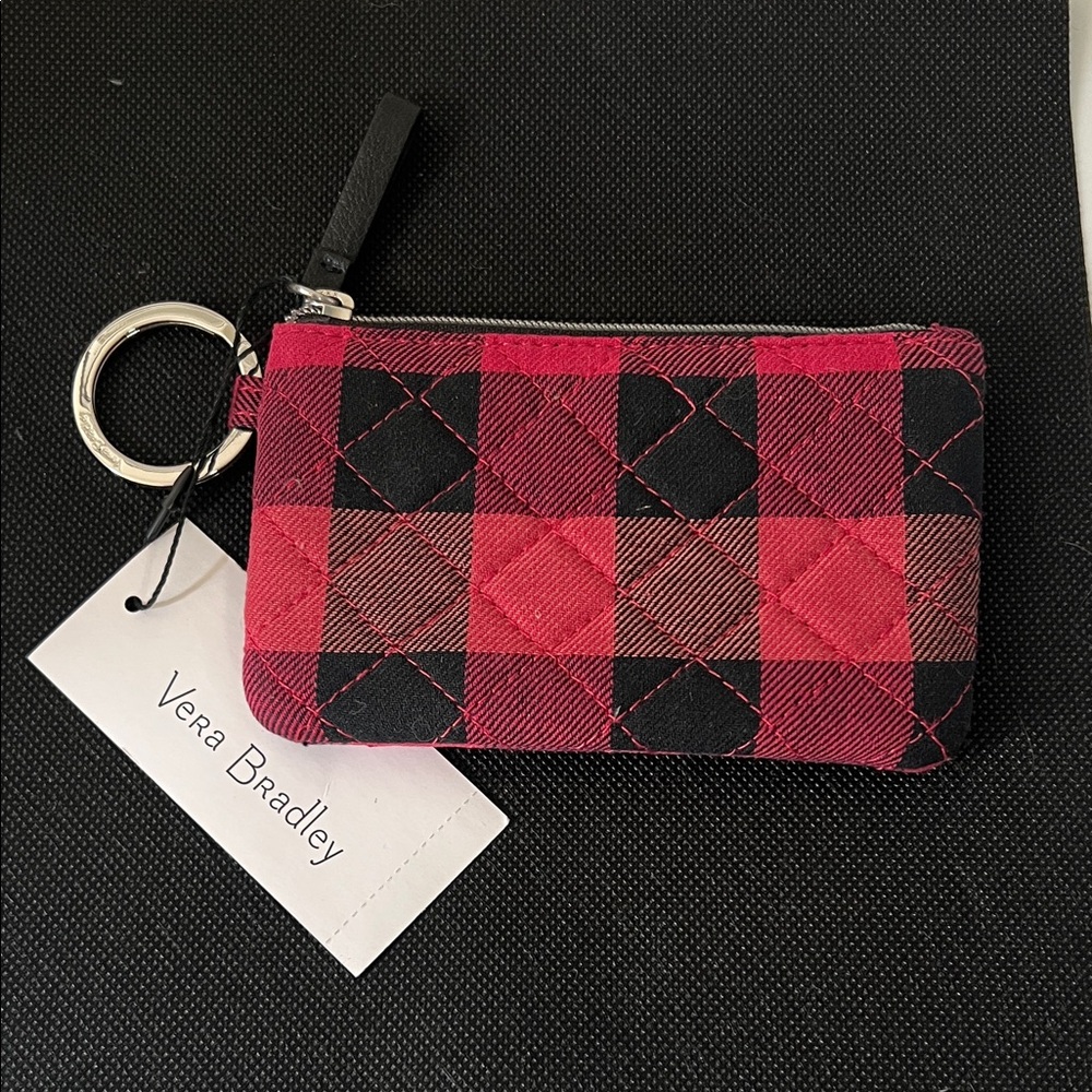 Vera Bradley Garnet Buffalo Check Zip ID Case